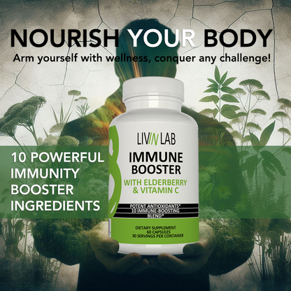 Experience unbeatable protection with Livin Lab Immune Booster – your daily guard against illness!