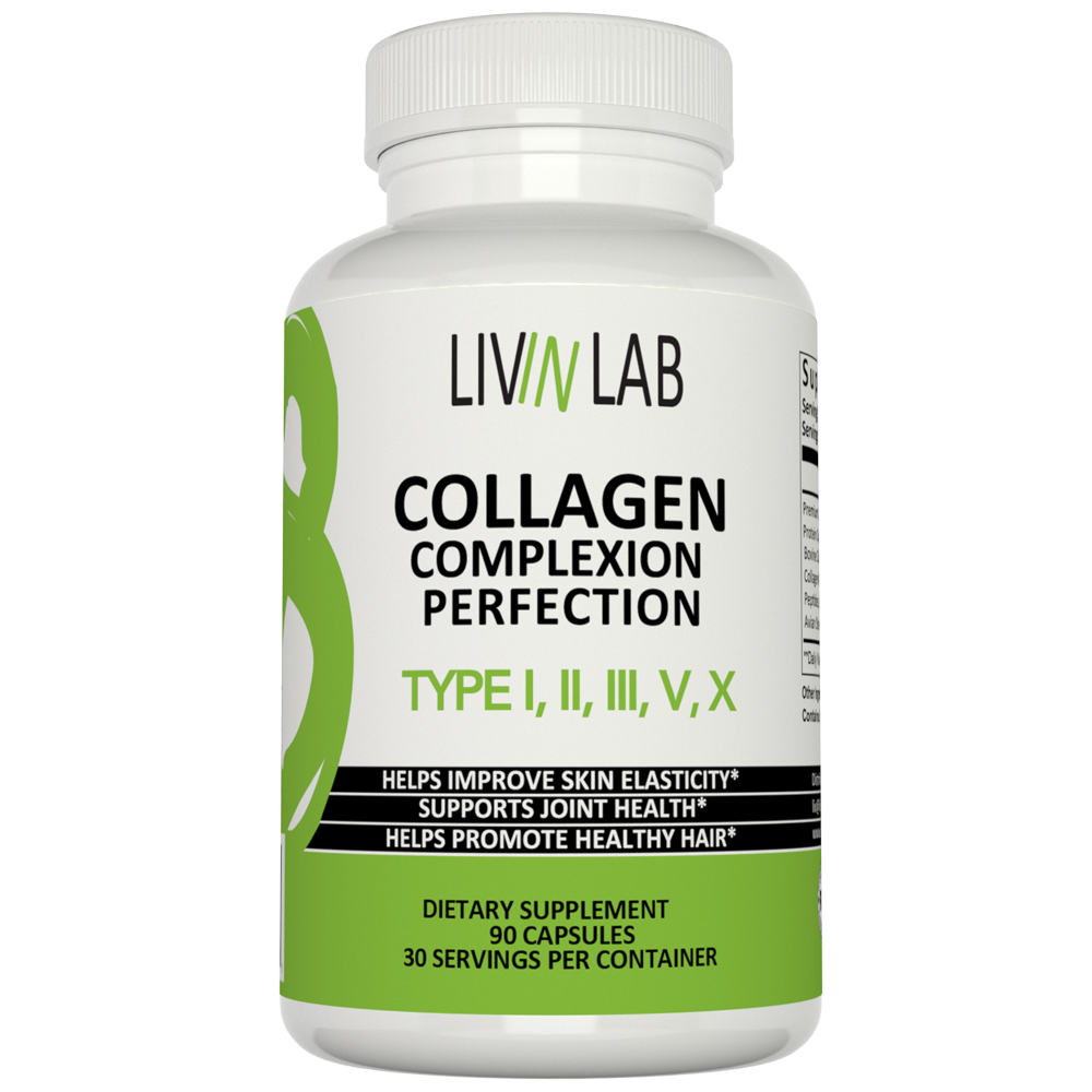 Achieve Radiant Skin and Strong Nails with Livin Lab's Premium Collagen Complex. Our blend of Collagen Types I, II, III, V, and X supports beauty from head to toe.