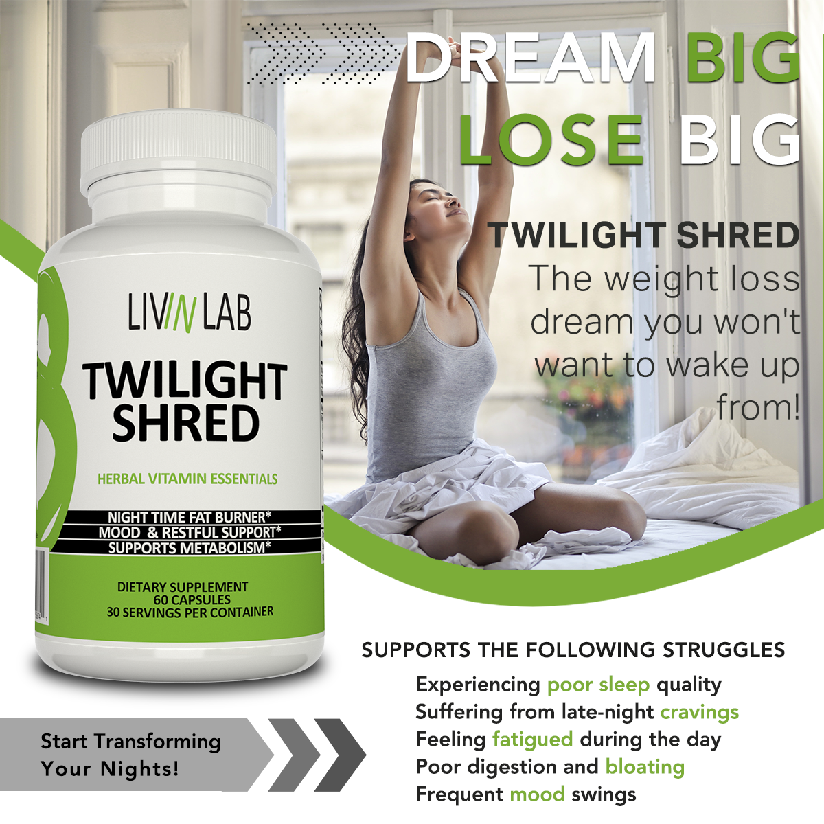 Wake Up to a Slimmer You: Experience the Metabolism-Boosting Benefits of Twilight Shred for Overnight Fat Loss.