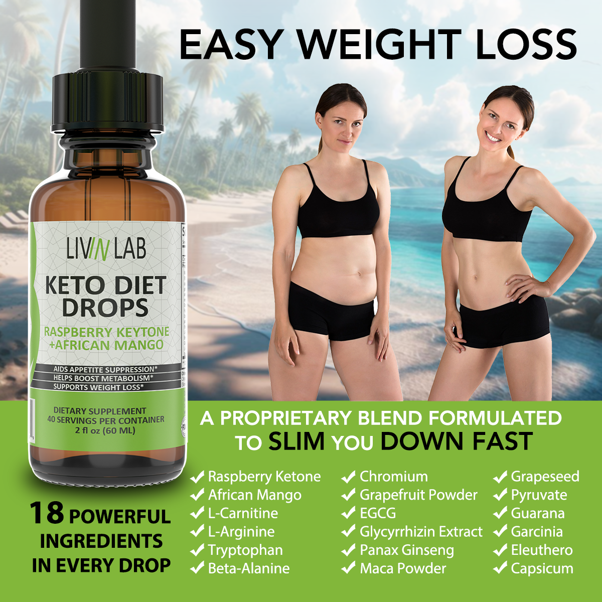 Harness the Power of Antioxidants: Loaded with potent antioxidant ingredients, our Keto Diet Drops support overall health while targeting stubborn fat deposits.