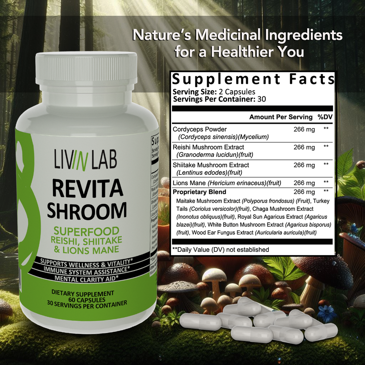 Individuals with Stressful Lifestyles: Combat the effects of stress and support your body's resilience with Livin Lab's Revita Shroom, offering natural adaptogens to promote relaxation and overall well-being.