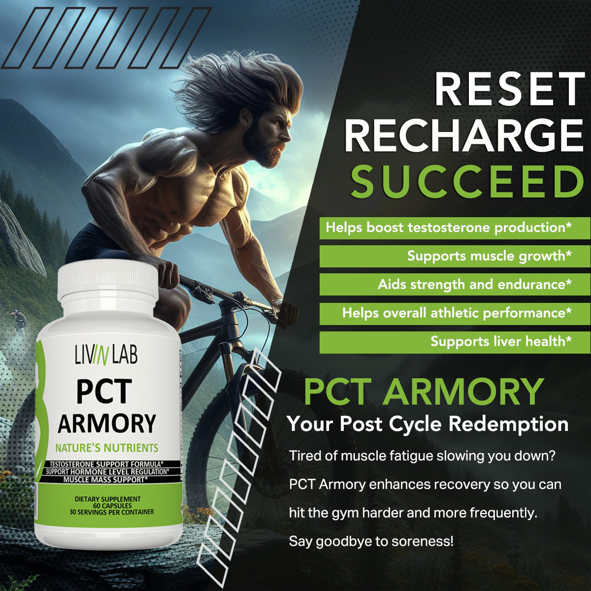 Struggling with low energy and muscle loss? PCT Armory supports healthy testosterone levels to help you regain strength and vitality. Feel the difference in your workouts and everyday life.