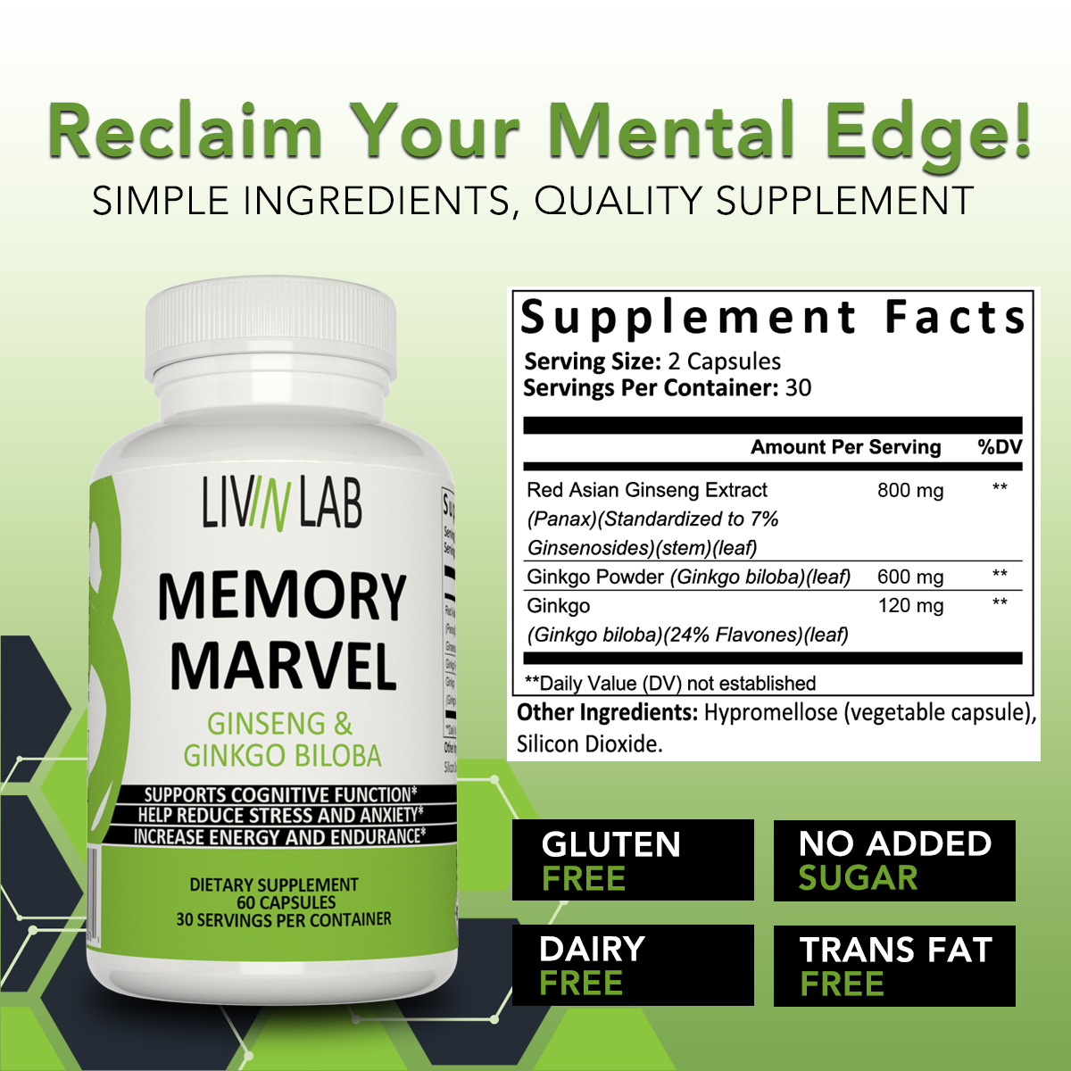 Memory Marvel with Ginkgo Biloba + Ginseng