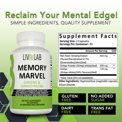 Memory Marvel with Ginkgo Biloba + Ginseng