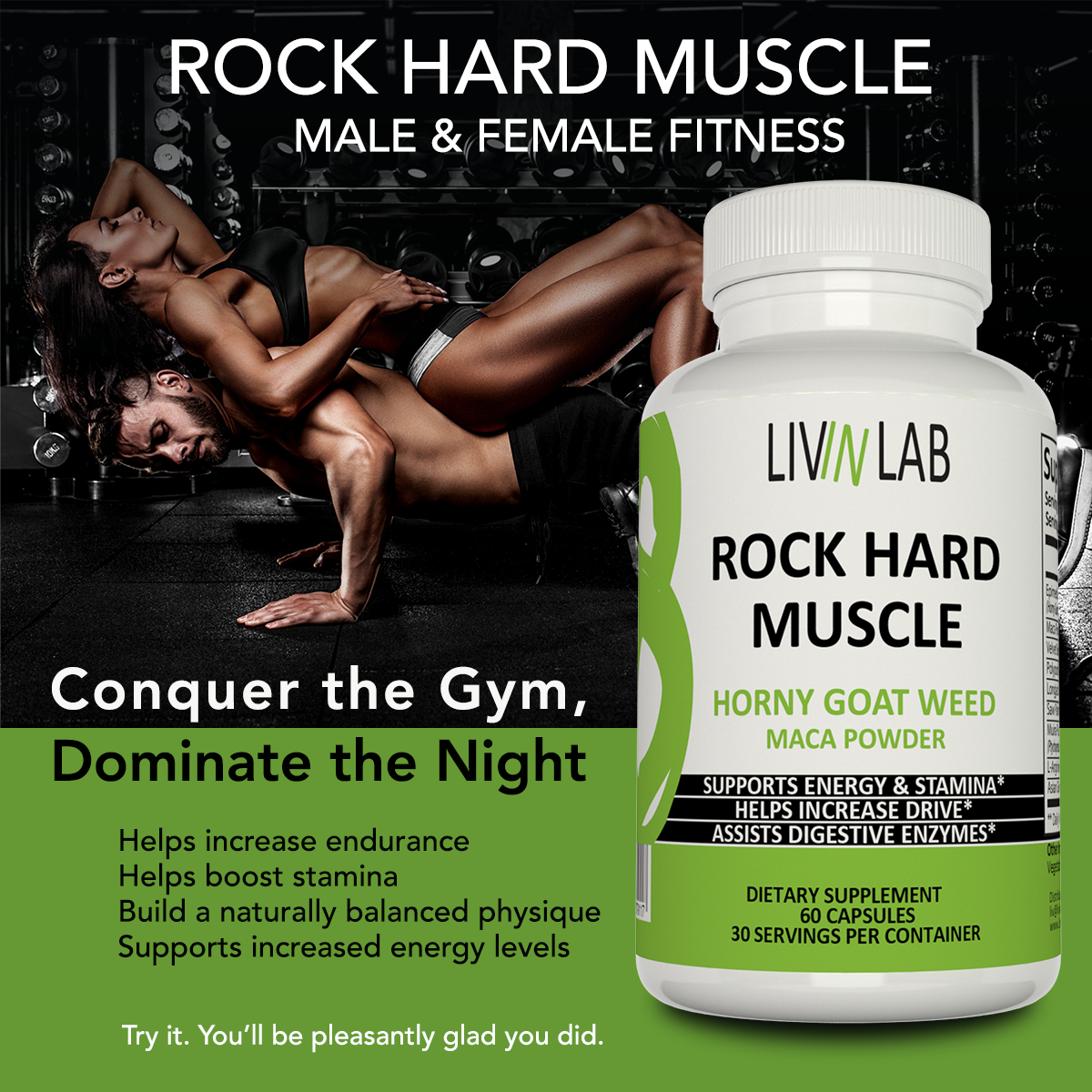  Workout with Rock Hard Muscle! L-Arginine and Asian Ginseng Powder 