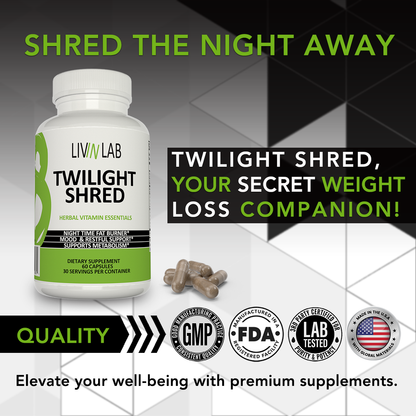 Unlock Your Fat-Burning Potential: Discover How Twilight Shred by Livin Lab Can Help You Achieve Your Weight Loss Goals While You Sleep.