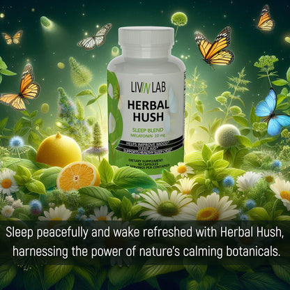 Let Herbal Hush sleep aid lull you into a deep, uninterrupted sleep with its blend of calming herbs and soothing botanicals.